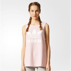 NWT Adidas Trefoil Oversized Tank Top Jersey - Ice Pink